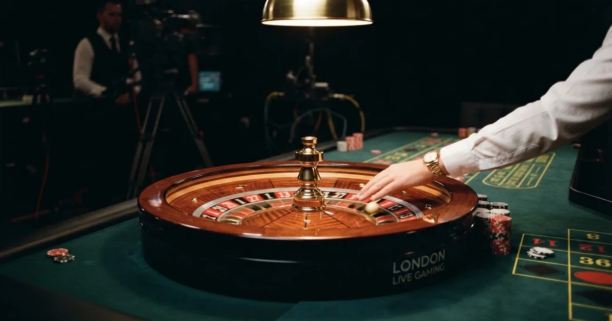 Croupierens händer blandar kort på grönt filt, taklampan speglas i den blanka kortbunten — live roulette i sverige